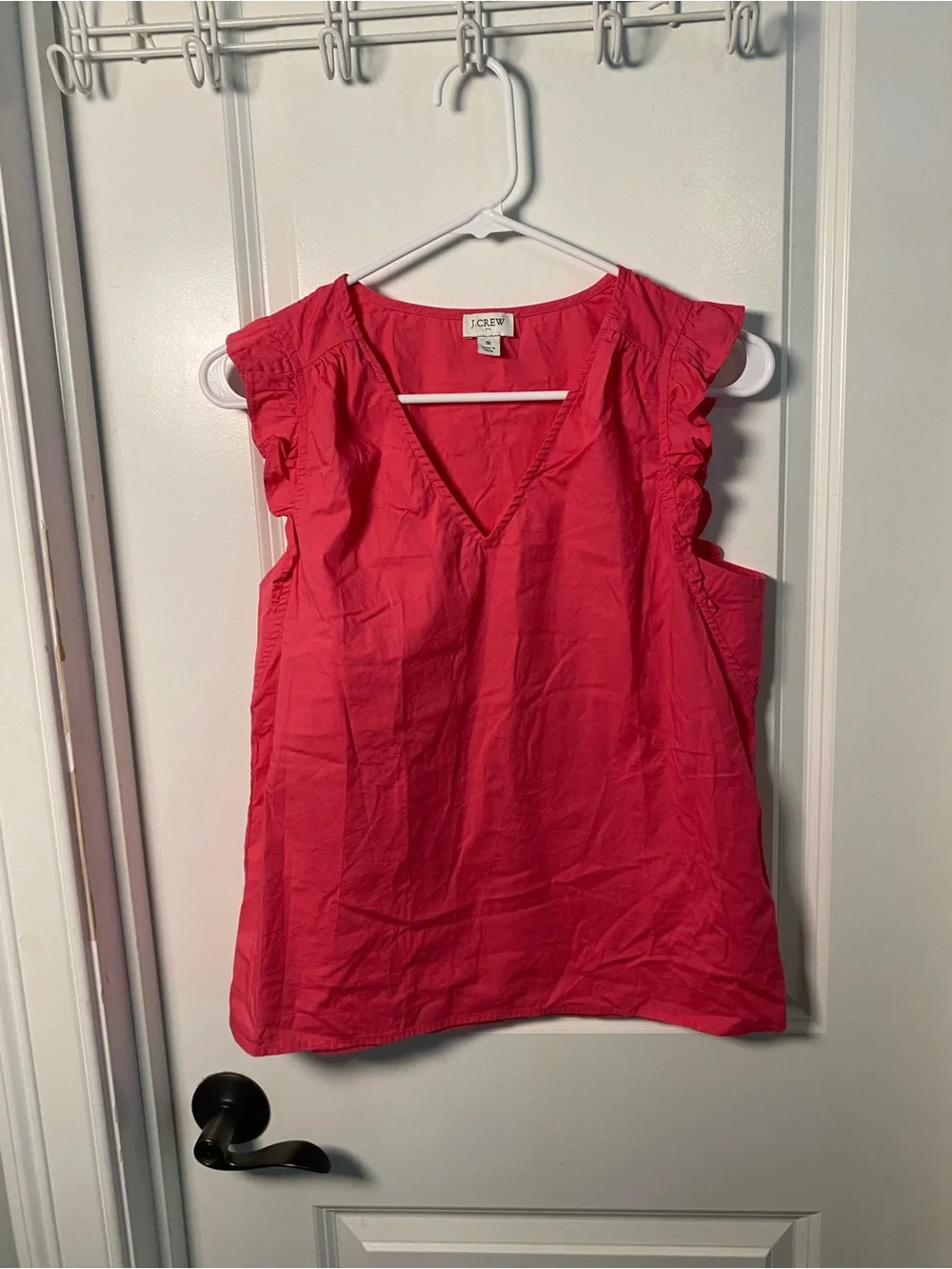 J. Crew Bright Pink Ruffle-Sleeve V-Neck Camisole